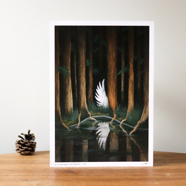 The Nest of Hopes - Signed A4 print / Poster - Poetic illustration of bird and dark forest