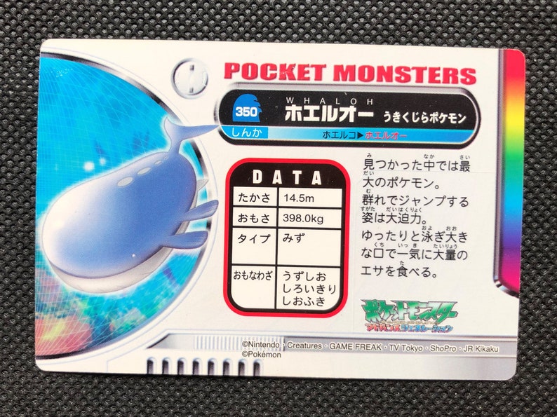 Wailord 350 Pokemon Top Card Advanced Generation Rare Card Etsy