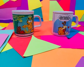 Vintage Garfield Mugs, Garfield Irish, Garfield and Odie