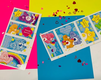 The Care Bears Vintage Valentine Sheet, The Care Bears Vintage Valentine, The Care Bears 1980s, Care Bears Vintage Stationary