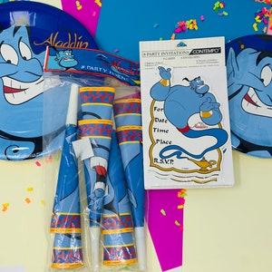 Aladdin Party Plates and cups, Aladdin Party Plates, Aladdin Cups, Genie Cups, Genie Party Supplies, vintage Disney