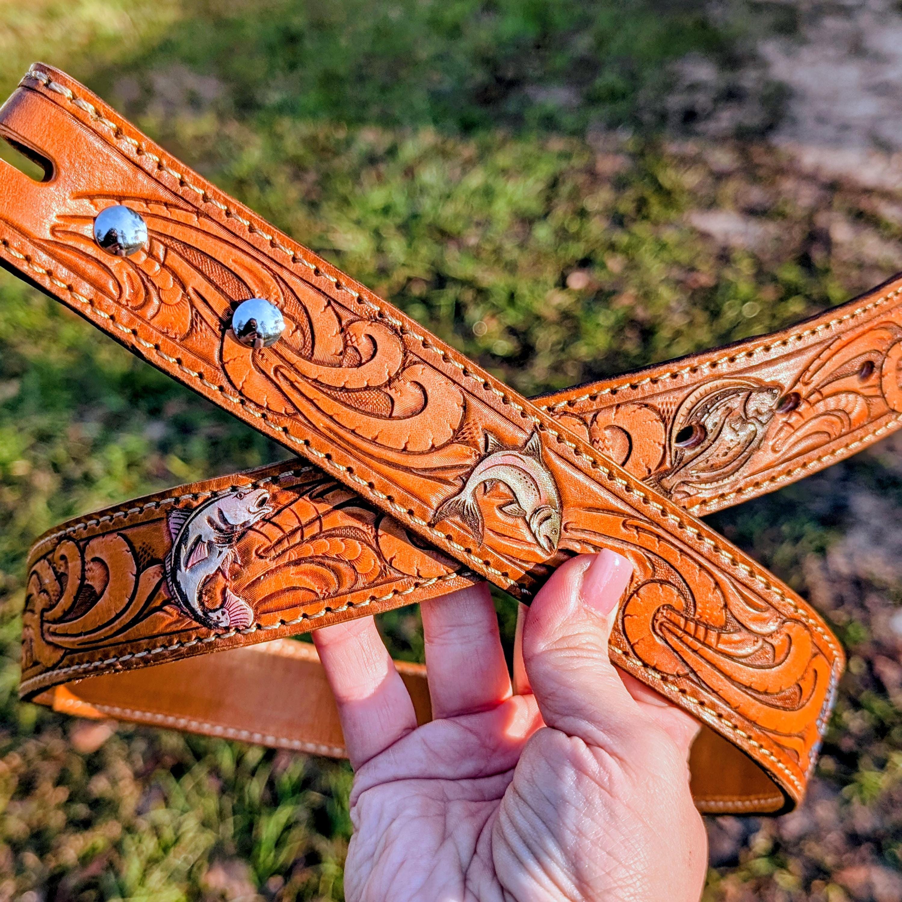 3883 Western Tooled Hand Finished Sunflower And Buckstitch Leather Belt For 81Pq-fTsNTL._AC_UY1000_.jpg main image 4