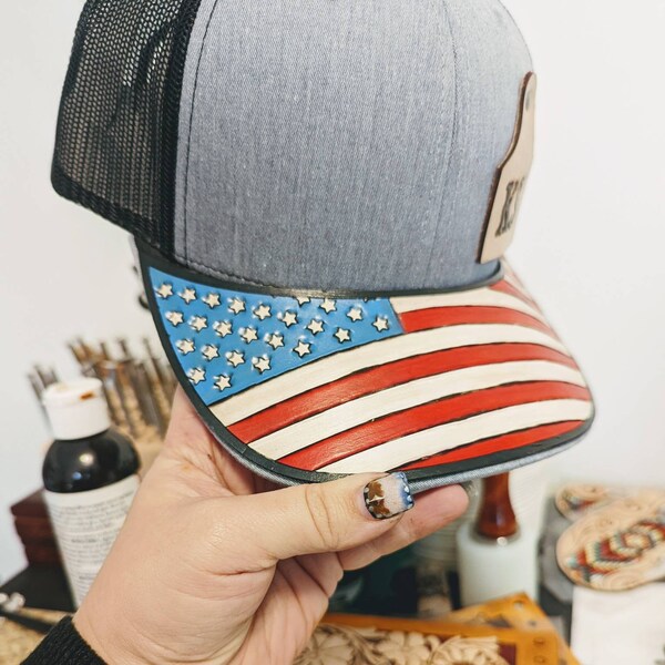 Leather Tooled Hat Bill Etsy