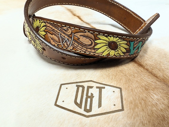 Custom Tooled Leather Belt: Personalized Western Style - Etsy display picture 2