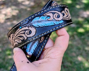Custom Tooled Leather Western Belt - Personalized Name Belt