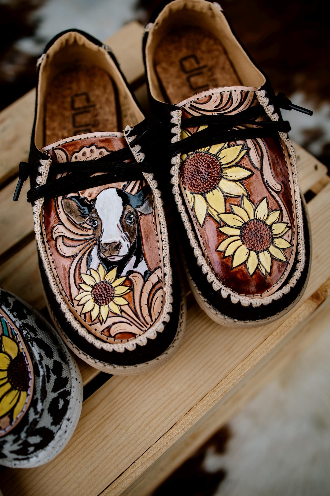 Leather Craft Tooled Leather Hey Dude Shoes MENS Custom Tooled