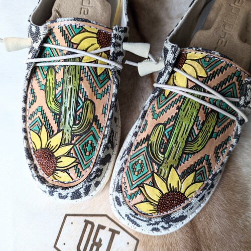 Sunflower Cactus Hey Dude Custom Hey Dude Shoes Womens Etsy