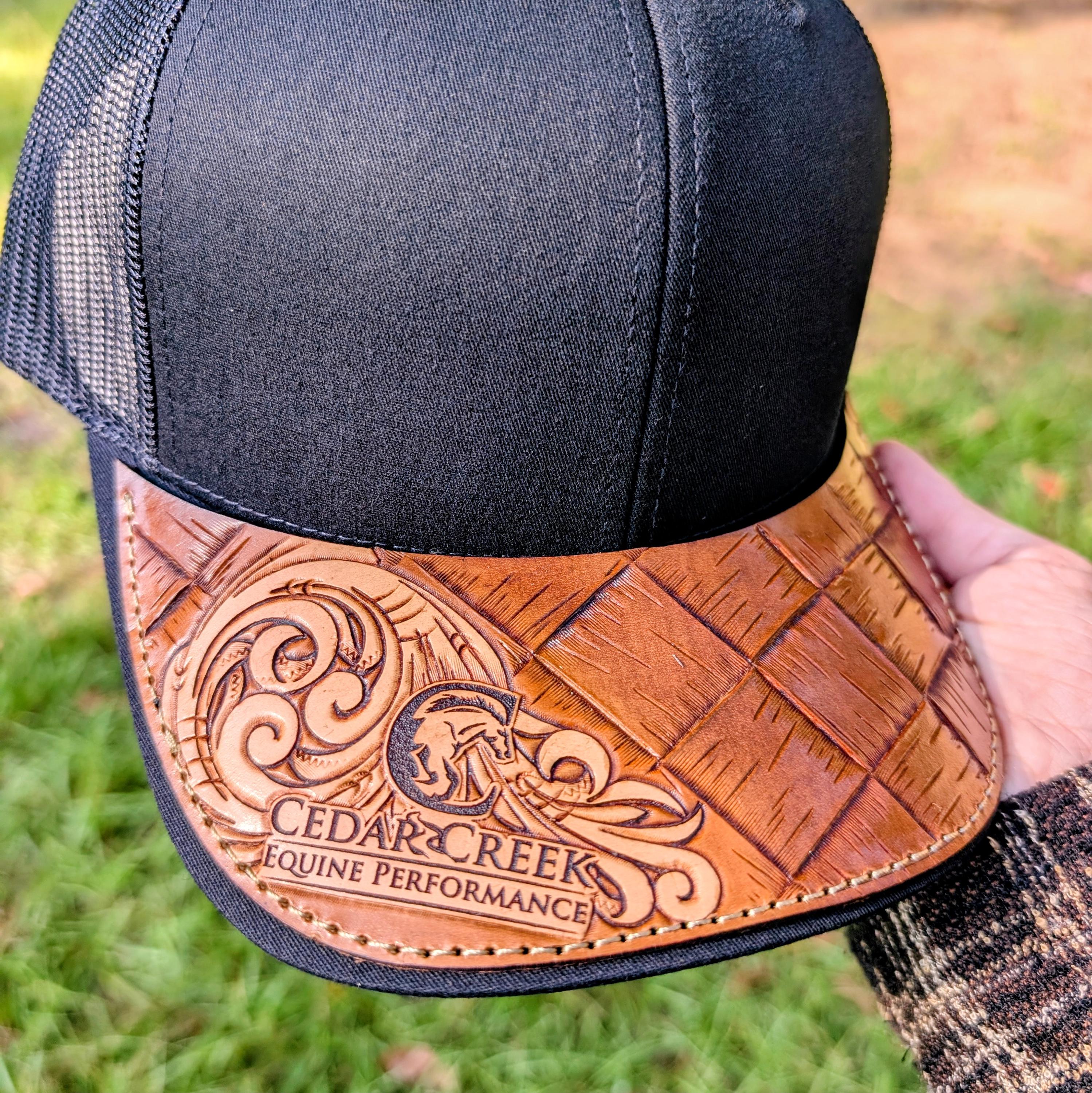 Custom Tooled Leather Trucker Hat: Basket Weave Snapback - Etsy