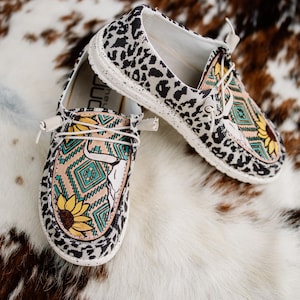 Custom Hey Dude Shoes - Tooled Leather Shoes - Womens Mens Girls Boys Western Shoes