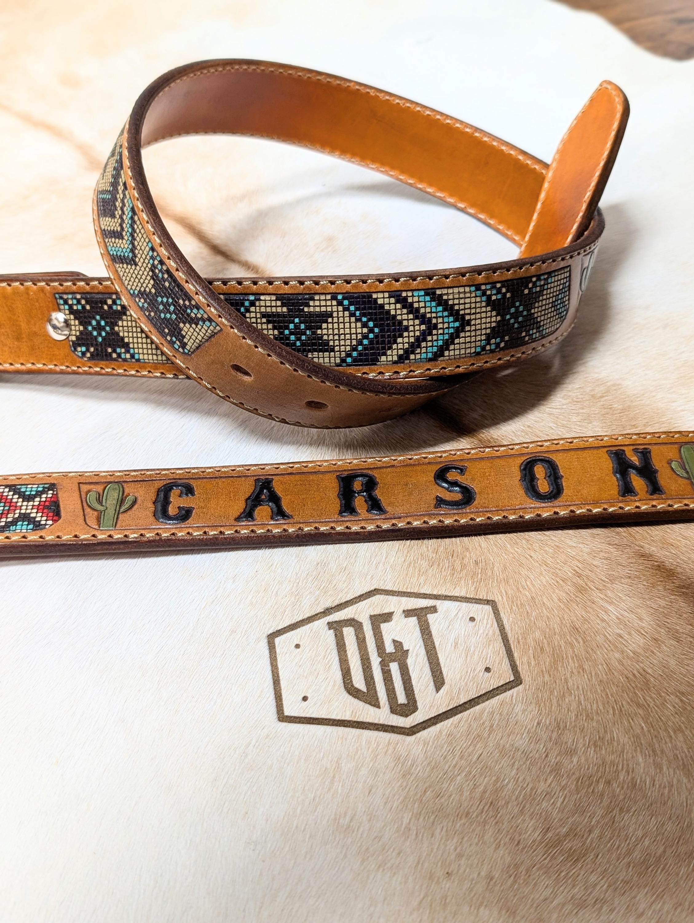 Custom Tooled Leather Belt: Faux Beading