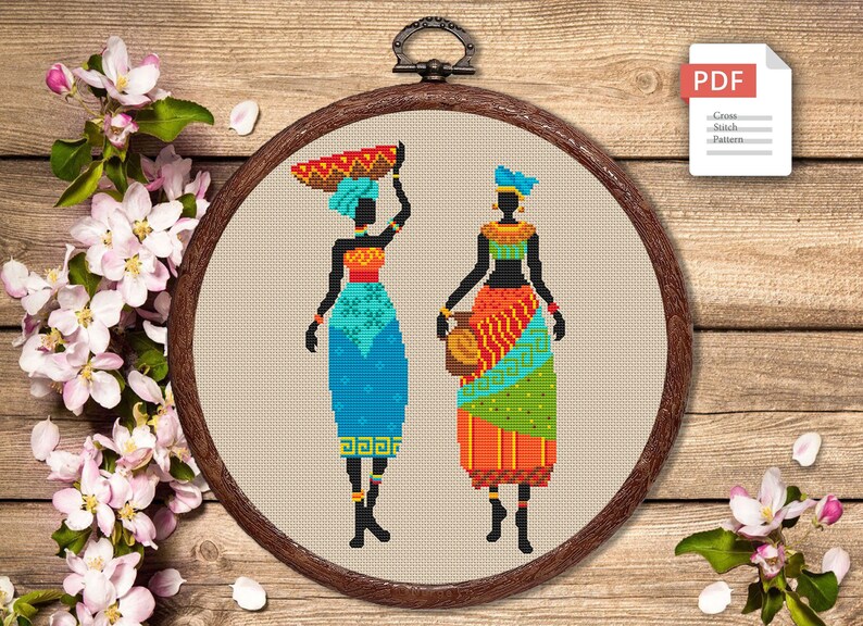African Woman Cross Stitch Pattern, African Cross Stitch Pattern
