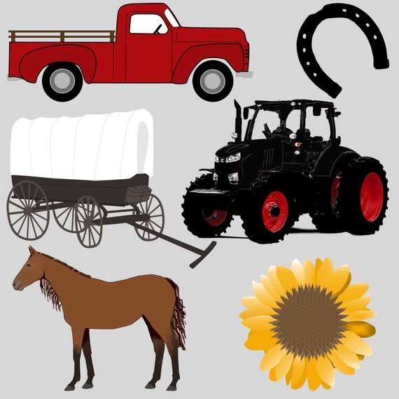 Download Rural Clip Art Svg And Png Files Little Red Truck Standing Etsy
