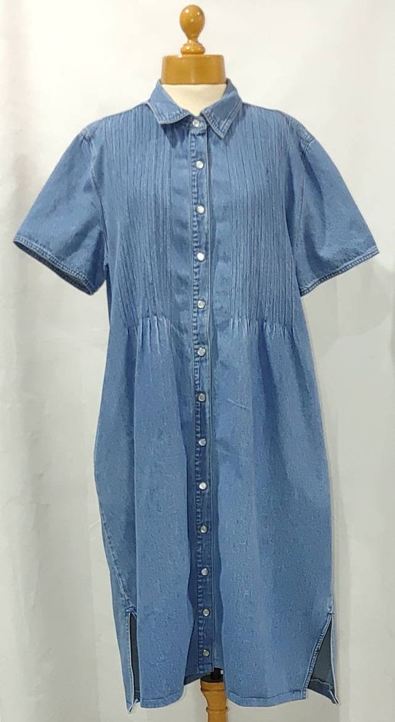 Remixed Vintage Button Down Jean Dress with Pocket
