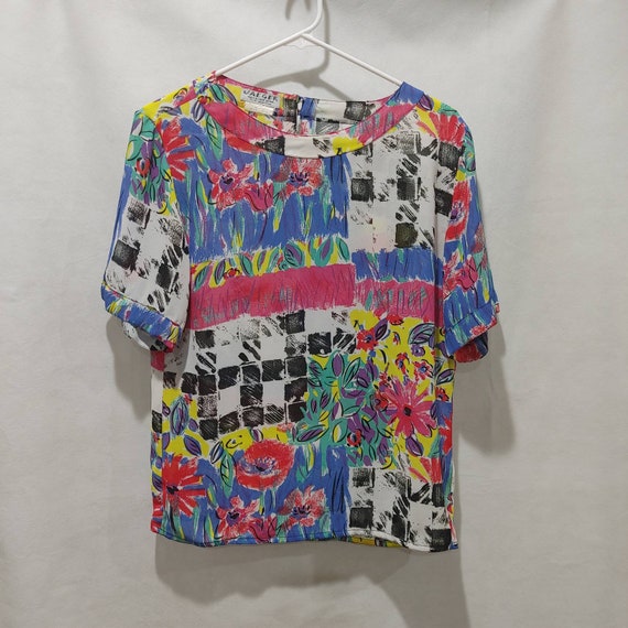 Vintage Jaeger Sheer Abstract Blouse - image 1