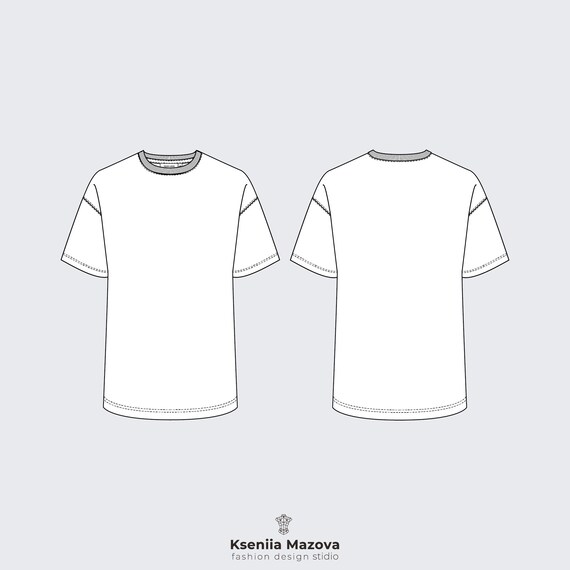 Womens henley neck t shirt flat sketch Royalty Free Vector