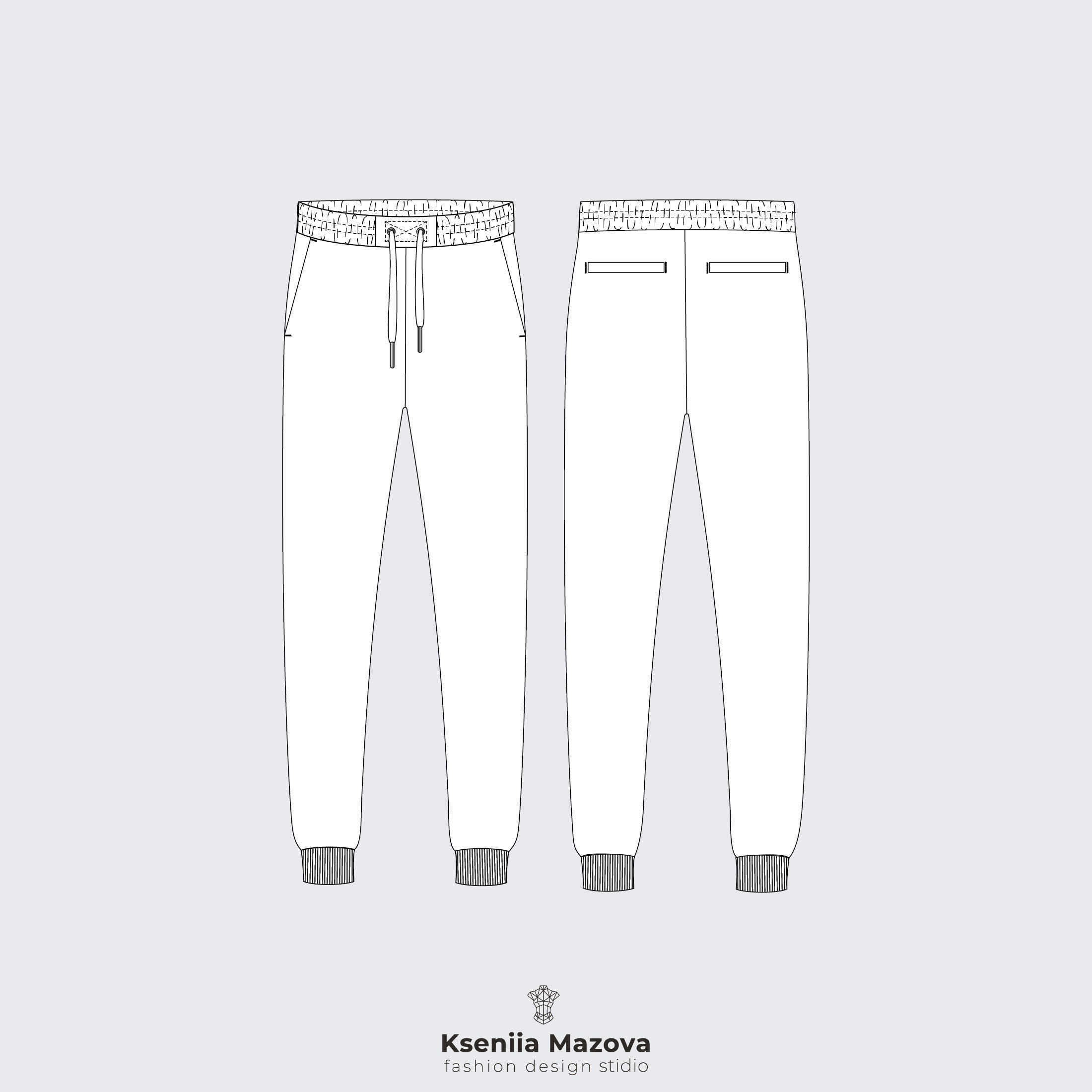 JOGGERS Fashion Vector Flat Sketch for Adobe Etsy Denmark