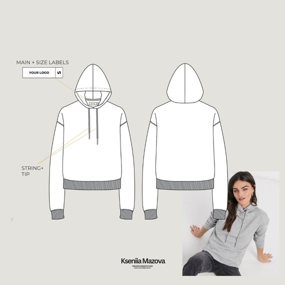 Sweatshirt tee fashion flat technical drawing template Stock Vector | Adobe  Stock
