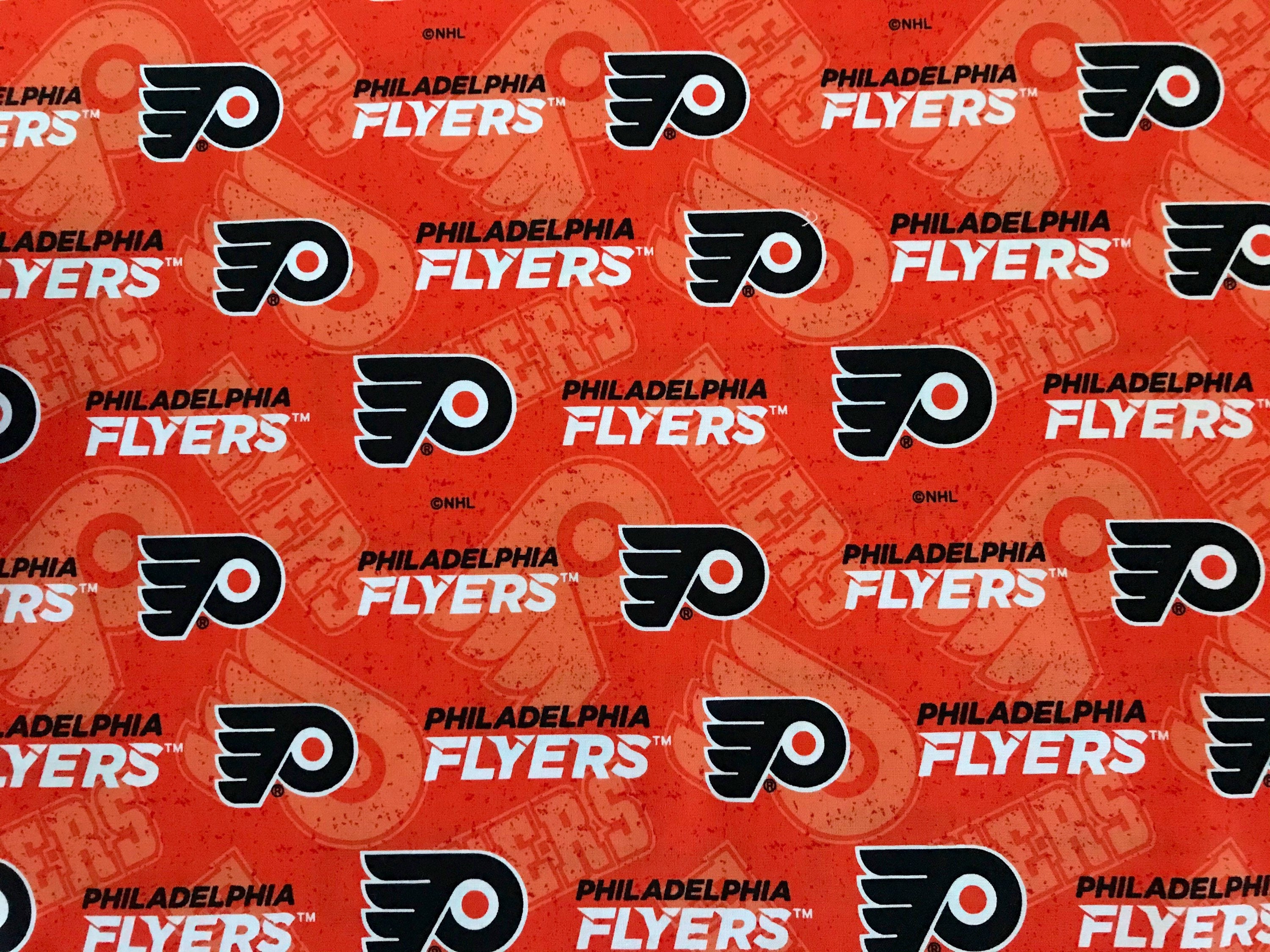 NHL Philadelphia Flyers Logo Ice Hockey Fabric 100% Cotton. | Etsy