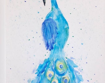 Peacock - Original, hand-made watercolor painting