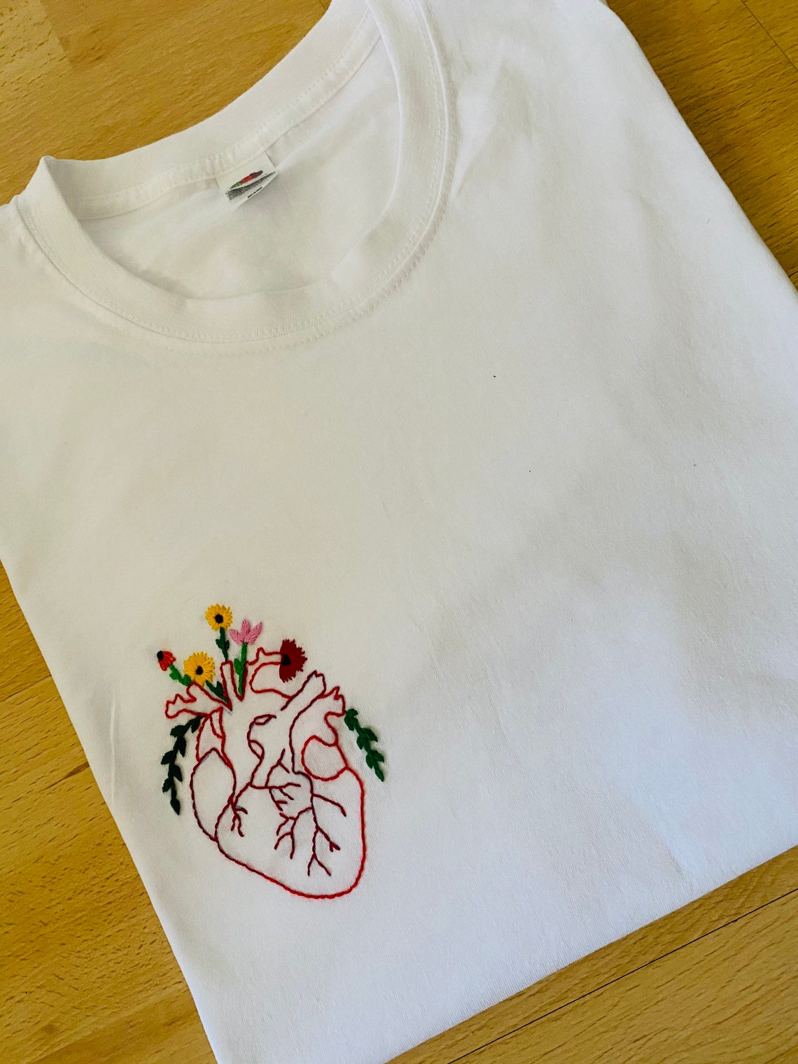 Handembroidered Tshirt 100 Cotton the Heart Etsy India