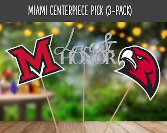 Miami University Centerpiece Picks (3-Pack) | Graduation Party Decoration