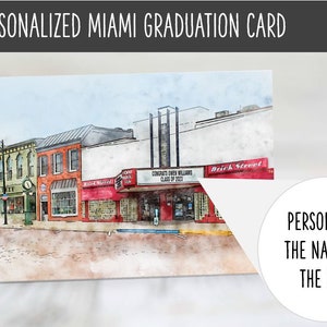 Personalized Miami University Graduation Card | Watercolor Artistic Print | Brick Street - FREE SHIPPING!