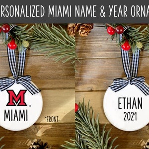 Personalized Miami University - Name & Year Ornament
