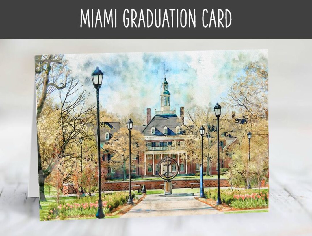 Miami University Graduation Card Sundial Watercolor Artistic Print FREE
