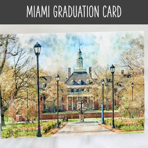 Miami University Graduation Card - Sundial | Watercolor Artistic Print | FREE SHIPPING!