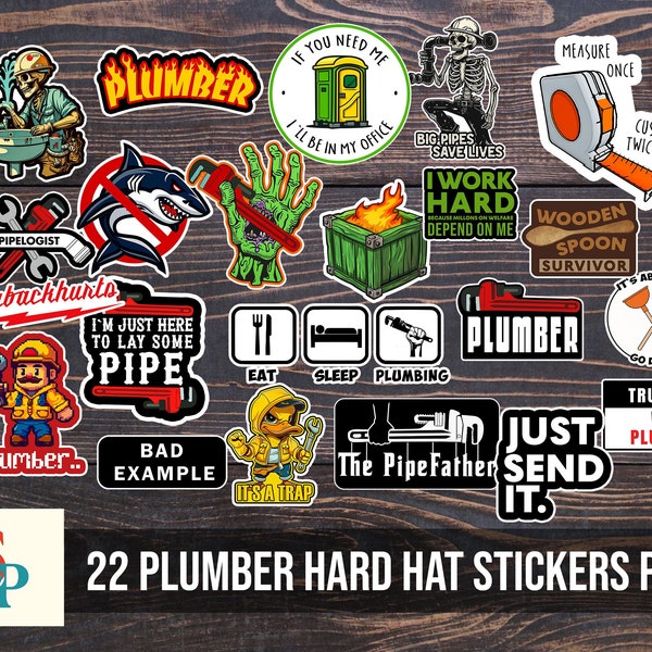 PLUMBER Hard Hat Stickers png Toolbox Decals, Hardhat Sticker png , Plumber png , Plomero Blue Collar png , Plumbing png, PNG