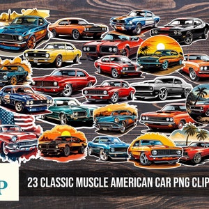 23 Classic Muscle American Car PNG Clipart, Images d’amoureux de voitures rétro, collection de voitures uniques vintage des années 70 et 80, Images rétro de vieilles voitures légendaires