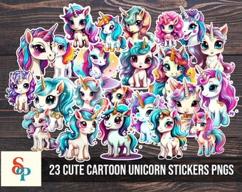 23 Cute Cartoon Unicorn PNG Clipart, High Quality Watercolor For Nursery Kids Unicorn Illustration, Commercial Use, Instant Digital Download