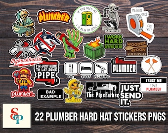PLUMBER Hard Hat Stickers png Toolbox Decals, Hardhat Sticker png , Plumber png , Plomero Blue Collar png , Plumbing png, PNG