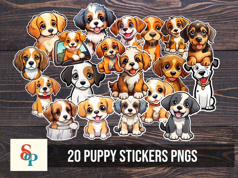 Puede incluir: Veinte pegatinas de cachorros adorables en varias poses y razas. Las pegatinas presentan una variedad de colores, incluyendo marr&oacute;n, blanco, negro y tostado. Las pegatinas son perfectas para agregar un toque de ternura a cualquier proyecto.