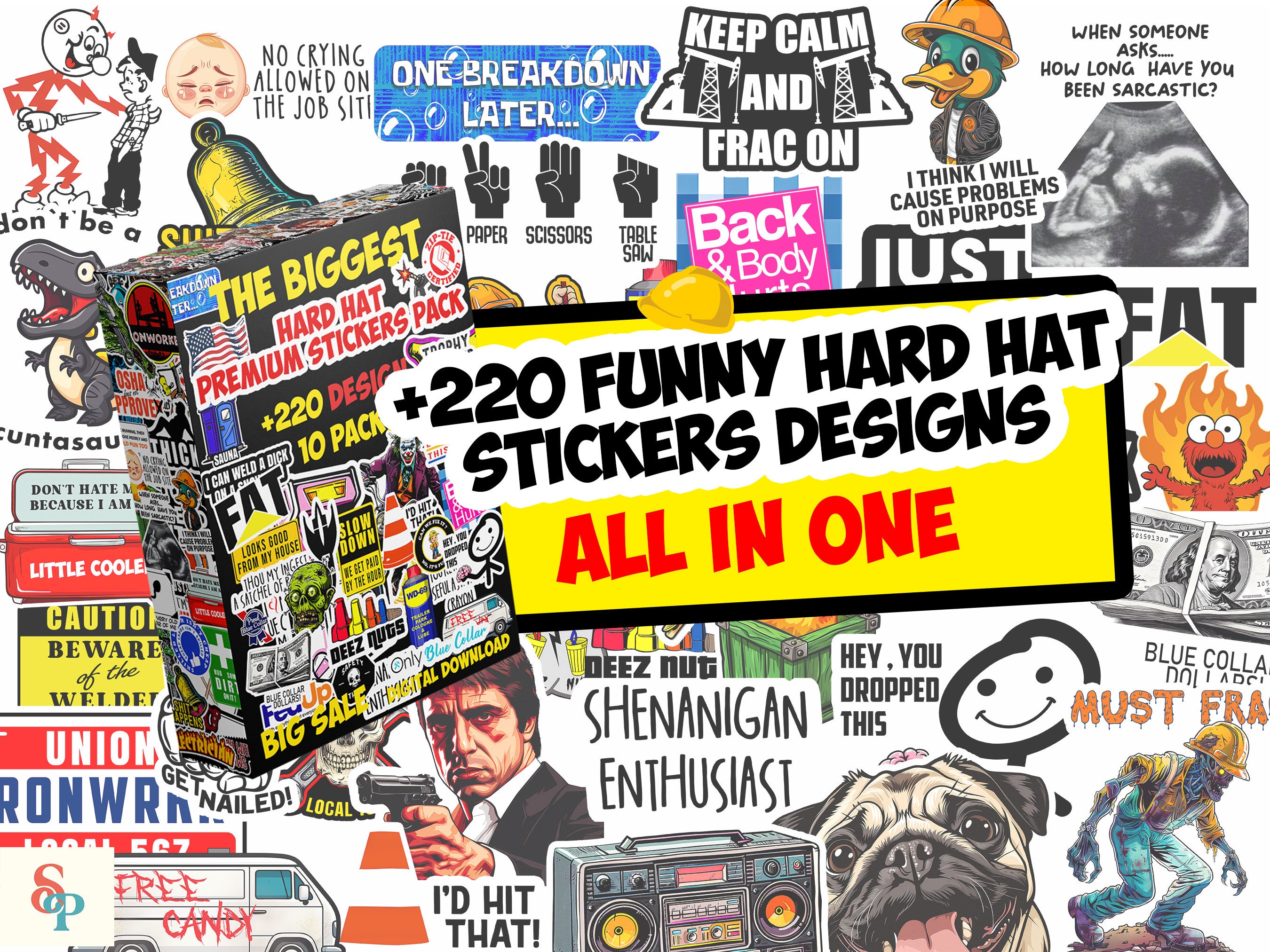 222 Funny Hard Hat Stickers Bundle Digital Download Funny Worksite