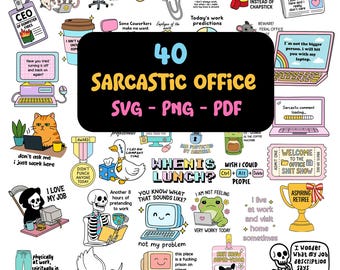 Sarcastic Office PNG Bundle Snarky Sarcastic Sayings Quotes Sublimation Sarcastic Clipart Sticker Funny Adult Humor