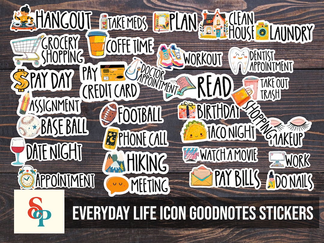 Everyday Life Icon Goodnotes Stickers | Notability Digital Stickers ...