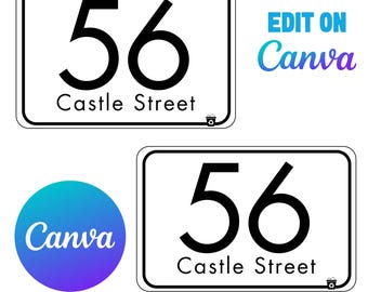 Wheelie Bin Numbers canva, Custom House And Road Street Name Stickers , edit on canva