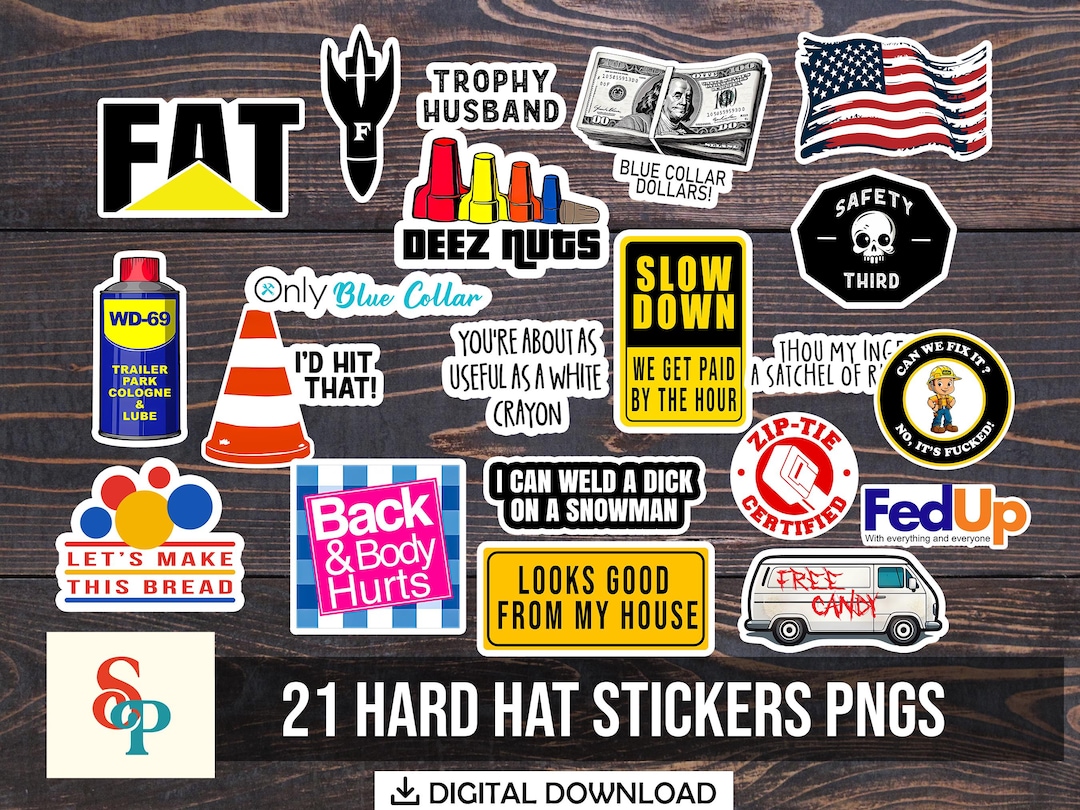 Oil Field Gangster Hard Hat Helmet Sticker (Set of 3 Stickers
