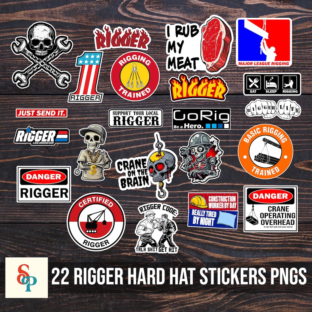 RIGGER SIGNALPERSON CRANE Hard Hat Stickers Png Toolbox Decals, Hardhat ...