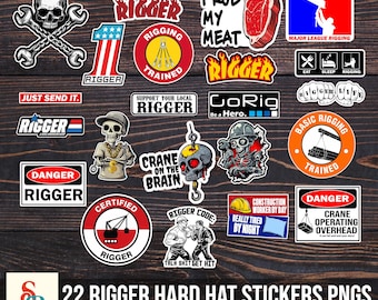 RIGGER SIGNALPERSON CRANE Hard Hat Stickers png Toolbox Decals, Hardhat Sticker png , Rigger png , Iron Worker png , Welder png, png