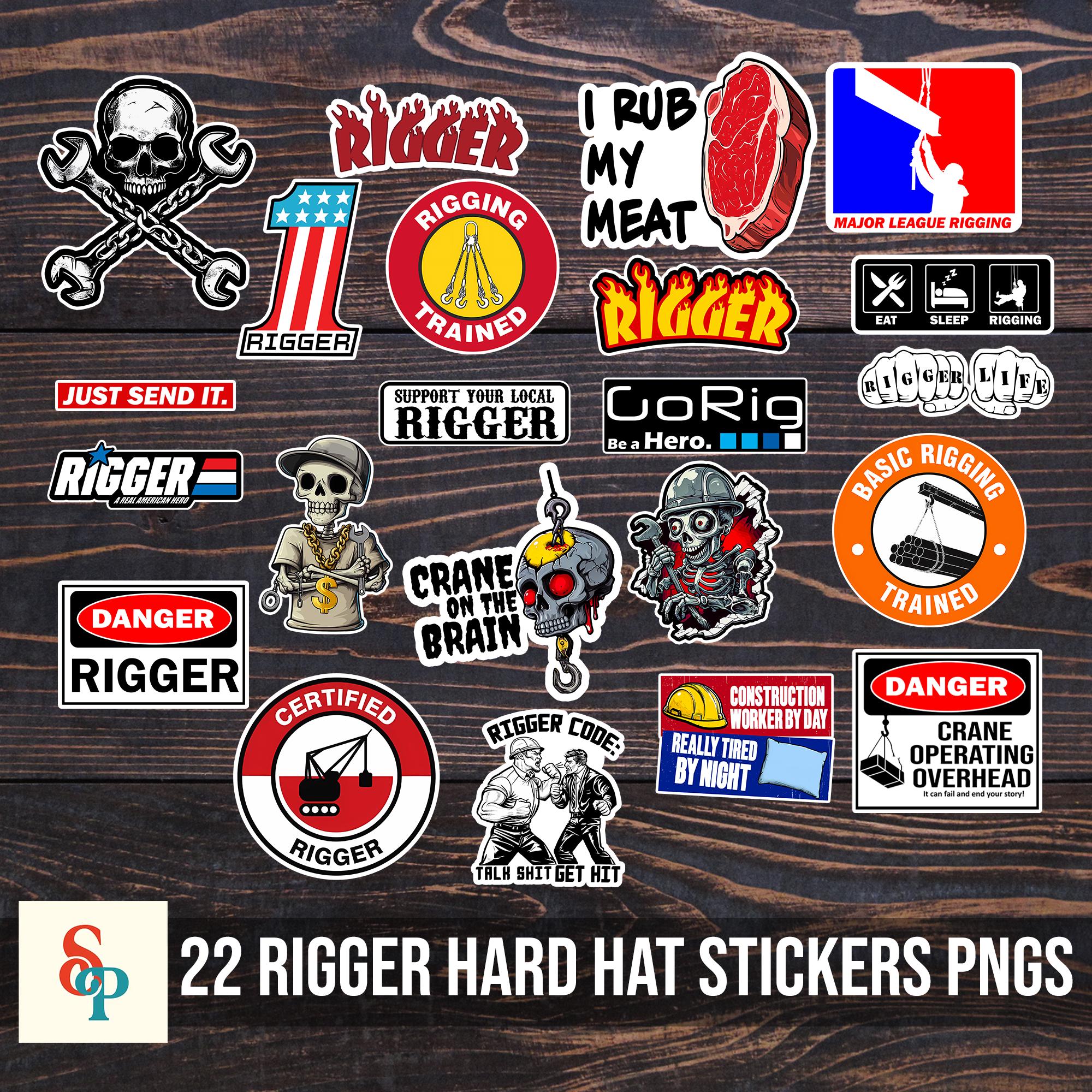 RIGGER SIGNALPERSON CRANE Hard Hat Stickers Png Toolbox Decals