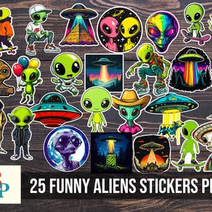 Lustige Aliens Aufkleber Png-Bundle, Ufo Clipart, Aliens Png, Weltraum-Designs, T-Shirt-Dateien, Alien-Grafiken, Cricut-Dateien