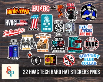 HVAC TECH Hard Hat Stickers png Toolbox Decals, Hardhat Sticker png , Heating and Air Conditioning png , Refrigeration png , hvacr png, PNG