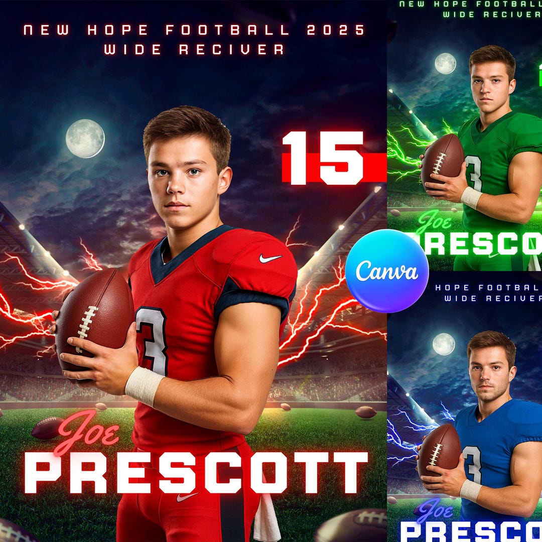 Football Poster Canva Template | Sports Background & Digital Backdrop ...