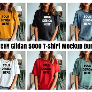 Gildan 5000 T-shirt Mockup Bundle, G500 T-Shirt Mockup Bundle, Real Model Mock, Neutral Simple Spring Summer Gildan 5000 Tee Shirt Mocks
