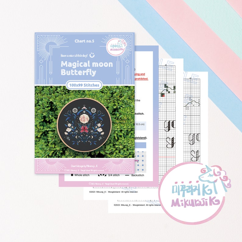 Butterfly Cross Stitch Digital Pattern PDF Instant Download Magical Moon Butterfly Floral