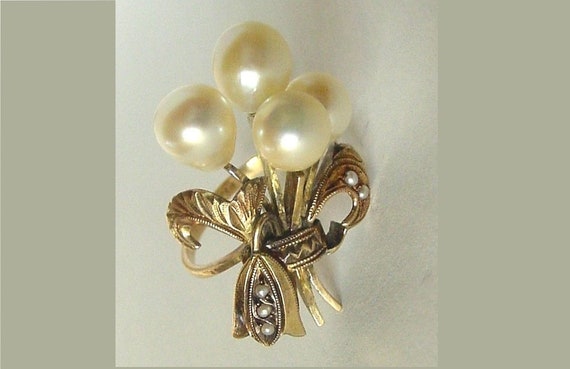 Antique Victorian 14k Yellow Gold Seed Pearl Shea… - image 1