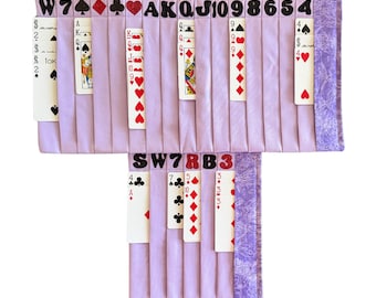 Ensemble de tapis organiseur de cartes de samba - libellules, tissu en coton, poches étiquetées avec une grande police de caractères