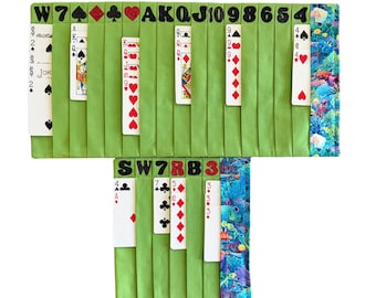 Ensemble de tapis organiseur de cartes de samba - Dolphin Falls, tissu en coton, poches étiquetées avec une grande police de caractères